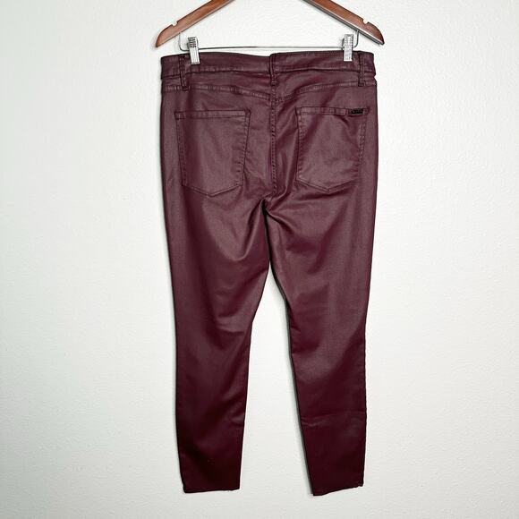 WHBM Curvy High Rise Burgundy Coated Skinny Pants‎ Jeans Women’s Size 12 - Picture 5 of 14